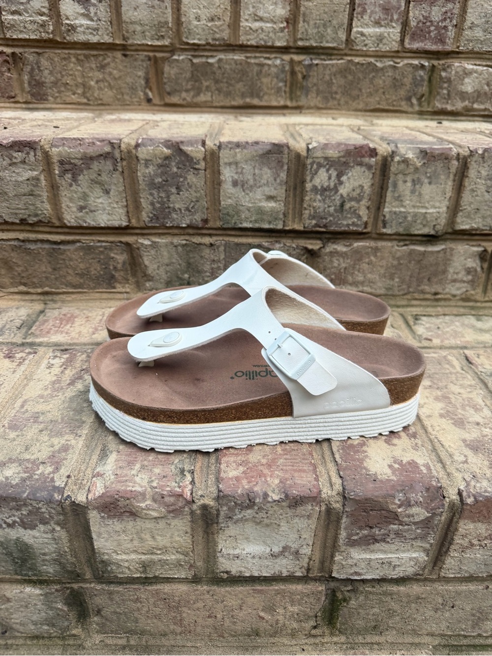 Birkenstock Papillio Gizeh White Vegan Platform Sandals 39